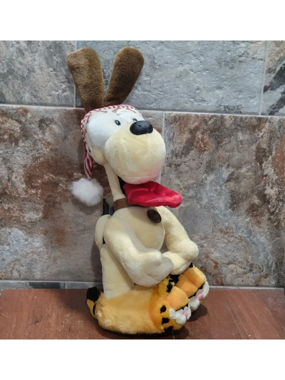 Danbury Mint Bedtime For Odie Large Plush Stand Up Base Signed Jim Davis Garfiel
